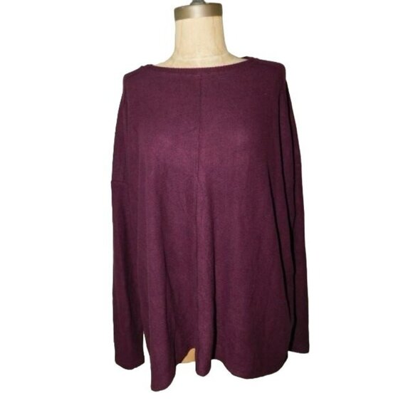H by  Bordeaux Size M Medium Wine Oversized Knit Crop Top NWT Nordstrom - Picture 1 of 2